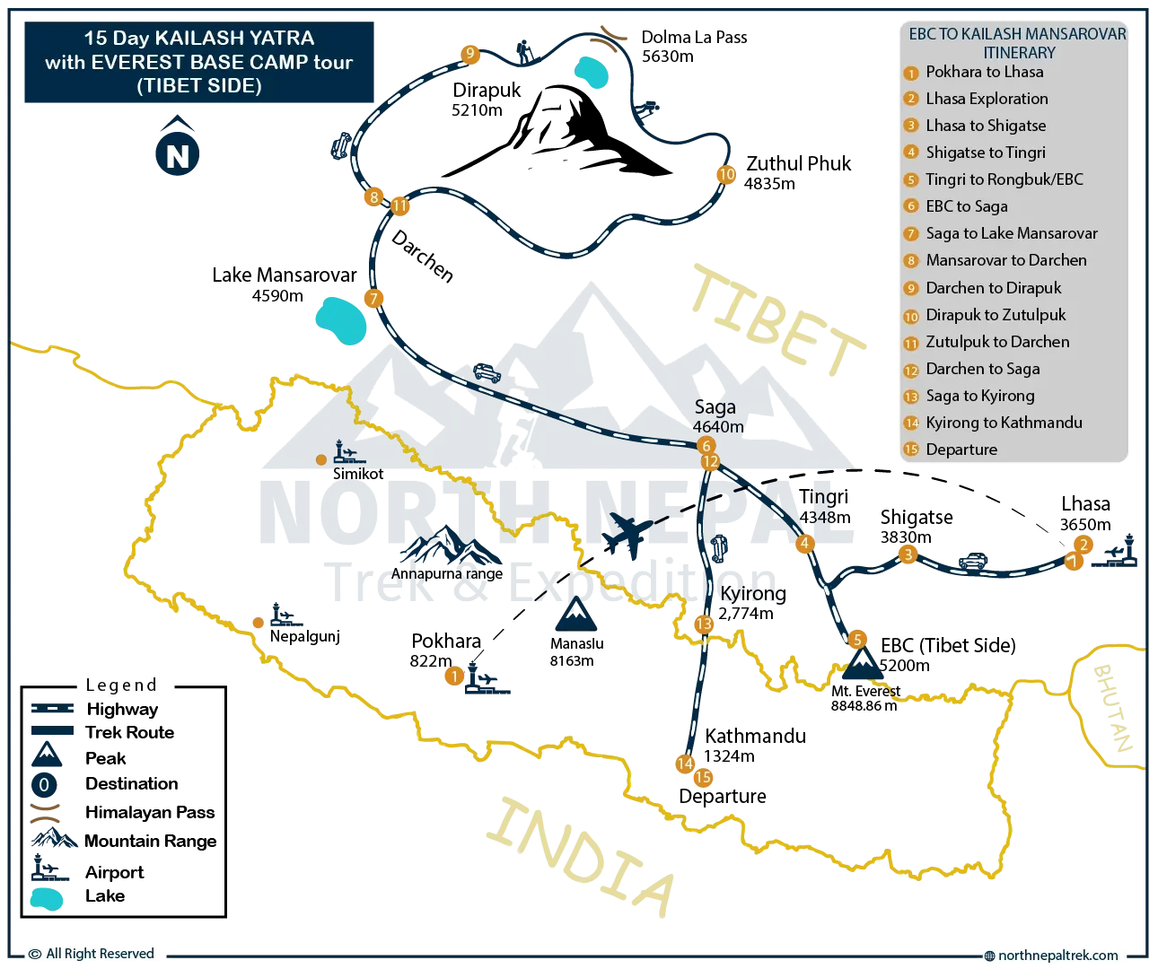 15-Day Kailash Mansarovar Yatra with Everest Base Camp Tour (Tibet Side)